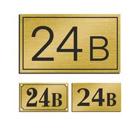 Sosenco Numéro de Maison personnalisée avec texte au choix - Personnalisation de la taille, du cadre et du mode de fixation - Plaque d’adresse résistante aux intempéries avec gravure (Doré)