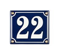 Sosenco Plaque de numéro de maison - 12 x 14 cm - En céramique émaillée - Résistant aux intempéries - Personnalisé - Bleu