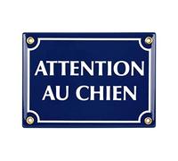 Sosenco Plaque emaillée Attention au Chien 12x17 cm - Pancarte Attention au Chien - Plaque Alarme - Propriété Privée - Panneau Signalétique Chien - Bleu