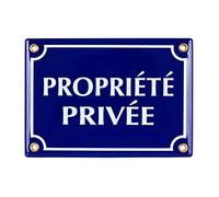 Sosenco Plaque emaillée PROPRIÉTÉ PRIVÉE 12x17 cm - Panneau Propriété Privée - Plaque Alarme - Panneau Signalétique Défense d'entrer - Bleu