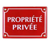 Sosenco Plaque emaillée PROPRIÉTÉ PRIVÉE 12x17 cm - Panneau Propriété Privée - Plaque Alarme - Panneau Signalétique Défense d'entrer - Rouge