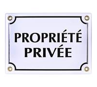 Sosenco Plaque emaillée PROPRIÉTÉ PRIVÉE 12x17 cm - Panneau Propriété Privée - Plaque Alarme - Panneau Signalétique Défense d'entrer - Blanc
