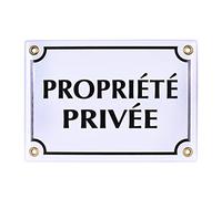 Sosenco Plaque emaillée PROPRIÉTÉ PRIVÉE 12x17 cm - Panneau Propriété Privée - Plaque Alarme - Panneau Signalétique Défense d'entrer - Blanc
