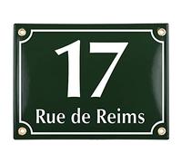 Sosenco Plaque Numéro de Maison 15x20 cm | Emaillée Personnalisée | Numéro de Rue | Panneau de Porte (Vert)