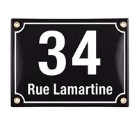 Sosenco Plaque Numéro de Maison | 15x20 cm | Plaque emaillée personnalisée | Plaque Numéro de Rue | Panneau de Porte (Noir)