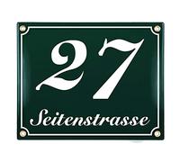Sosenco Plaque Numéro de Maison 20x25 cm | Emaillée Personnalisée | Numéro de Rue | Panneau de Porte (Vert)