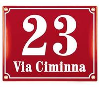 Sosenco Plaque Numéro de Maison | 20x25 cm | Plaque emaillée personnalisée | Plaque Numéro de Rue | Panneau de Porte (Rouge)