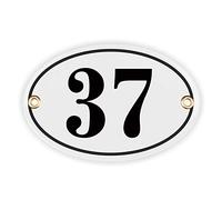 Sosenco Plaque Ovale Numéro de Maison | 10x15 cm | Plaque emaillée personnalisée | Plaque Numéro de Rue | Panneau de Porte (Blanc)