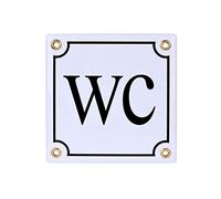 Sosenco WC Toilette Plaque de Porte - Panneau Plaque emaillée WC 12x12 cm - Décoration de Maison WC Décor Vintage Bar Café Pub - Décoration de porte - Plaque de Porte pour les Lieux - Panneau de WC
