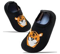 Sosenfer Chaussons pieds nus pour enfants garçons et filles, chaussures pieds nus souples, chaussures de bain légères, jolies chaussures pour apprendre à marcher pour bébé - Dinosaure orange, 1227