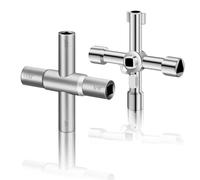 Soserkouer Clé Multifonction 4 Voies, Clé Triangulaire pour Armoires Électriques, Vannes, Compteurs d'Eau, Gaz et Électricité, Lot de 2 ， Universelle Carrée