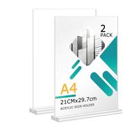 Soserkouer Lot de 2 Porte-Affiches En Acrylique A4, Support Double Face Vertical Transparent,Porte Menu Restaurant, Porte Affiche, Pour Restaurants, Menus, Hôtel, l'école,Bureau, Magasin