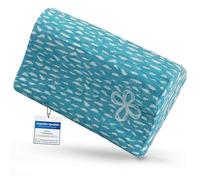 sositex | 1 coussin de qualité supérieure pour sauna, hamac, plage, soutien du cou, coussin de voyage | Design : Wave | Dimensions : 30 x 20 cm, housse 100 % lin, rembourrage PUR (pétrole/blanc)