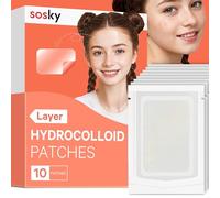Sosky Lot de 10 patchs hydrocolloïdes pour l'acné du visage et du corps pour boutons kystiques et boutons pour le nez, le menton, les bourgeons de bourgeons végétaliens sans cruauté
