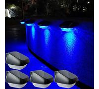 Soslina Lampe Solaire Exterieur Jardin, Lumiere Solaire Exterieur Auto On/Off, Spot Solaire Exterieur IP65 Etanche, Lampe Murale pour Jardin Clôture Terrasse Porte Escalier Cour, Bleue, Lot de 4