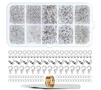 SOSMAR Kit de fabrication de bijoux, bracelets, fermoirs, anneaux pliants, perles à écraser, rallonge de chaîne argentée et pince à épiler, ouvre-œillets pour les débutants et les loisirs créatifs