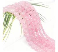 SOSMAR Quartz Rose Naturel - Lot de 180 Perles Rondes 4mm pour Création de Bijoux (Bracelets, Colliers) - Pierre d’Amour en Vrac,