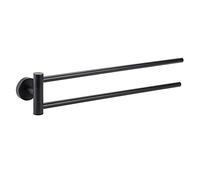 SOSmart24 Just Black Porte-Serviettes sans perçage en Acier Inoxydable 50 cm 2 Bras Noir Mat avec kit de Colle - 2 Bras - Support Mural pour Serviette de Salle de Bain et WC