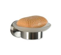 SOSmart24 Just Silver Porte-Savon sans perçage en Acier Inoxydable avec Plateau en Verre Argenté brossé Mat
