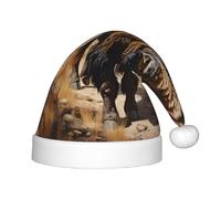 SOSNBK Chapeau de Noël festif imprimé troupeau de bison nord-américain pour enfants - Chapeau de Père Noël en peluche douce, couvre-chef parfait pour Noël