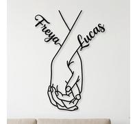 SosnSusn Décoration Murale en Métal Personnalisable avec Prénoms, Plaque Murale Main dans la Main, Cadeau Mariage et Anniversaire pour Couple, Tableau Métal Deco pour Chambre, Salon, Cuisine Wall Art