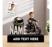 SosnSusn Figurine Moto Personnalisée avec Photo Acrylique Déco Bureau, Portrait Plaque Cadeau pour Petit Ami & Père, Bureau & Garage