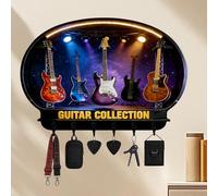 SosnSusn Porte-clés mural personnalisé thème guitare rock, impression 2D avec nom acrylique. Style vintage pour salon, couloir, bureau, décoration musicale