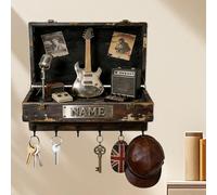 SosnSusn Porte-clés mural personnalisé thème guitare rock, impression 2D avec nom acrylique. Style vintage pour salon, couloir, bureau, décoration musicale