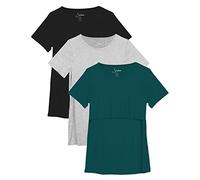 Sosolism Lot de 3 T-Shirts d'allaitement à Manches Courtes pour l'Été Shirts Décontractés pour Femmes Enceintes et Postpartum Noir, Gris Clair, Vert, Grand