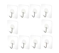 Sosoport 10 pièces Lot de Crochets Muraux Transparent Sans Percage Réutilisables Crochets Multipurpose Sans Trace pour Cintres Vêtements Serviettes Fixation Adhésive Forte et Lavable