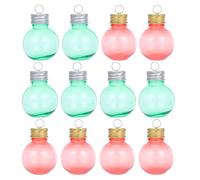 Sosoport 12 Pièces Boules Transparentes à Remplir avec Couvercle à Anneau Suspendu Flacons Plastique Ronds Incassables pour Décorations de Noël Bouteilles à Souhaits et Artisanat Sable