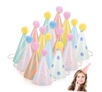Sosoport 16 Pièces chapeau d'anniversaire garçon Couronne pompon faire la fête Fille Caches Chapeaux de papier d'anniversaire pour les enfants chapeaux de fête pour femmes