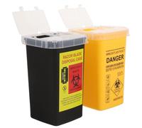 Sosoport 2 Conteneurs à Objets Tranchants Miniatures en Plastique Jaune et Noir pour Collecte Sécurisée des Aiguilles et Déchets Piquants Seaux Compacts pour Usage Professionnel et