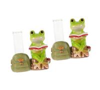 Sosoport 2 Ensembles Composition de Grenouille Usine décor planteur Plante d'appartement Plantes Figurine en céramique de Grenouille Statue de Grenouille de Table Verre Coloré
