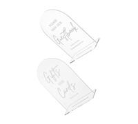 Sosoport 2 Pièces Acrylic Arch Wedding Table Signs With Calligraphy For Reception Party Decorations Stable Base Tabletop Guest Book Cards For Anniversary And Ceremony