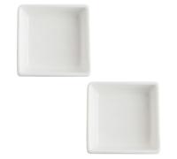 Sosoport 2 Pièces Bol Carré en Céramique pour Pudding, Sauce et Sel, Blanc | Plat Pratique pour Buffet et Restaurant, Format Carré, Céramique Blanche, Usage Service et Collations