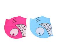 Sosoport 2 Pièces Bonnet de Bain en Silicone Souple pour Garçon et Filles, Forme Poisson Coloré et Élastique, Imperméable pour Leçons de Natation