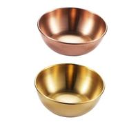 Sosoport 2 pièces Lot Assiettes Apéritif Acier Inoxydable Doré et Rose Petits Plats Ronds pour Sauce Soja et Assaisonnement Bols à Épices pour Dips et Condiments