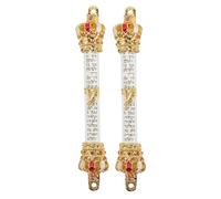 Sosoport 2 Pièces Mezouzahs de Porte Métalliques Bénédiction Hébraïque Religieux pour Hanoukka et Élégance et de Qualité