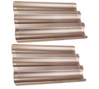 Sosoport 2 pièces Moule à Baguette Vagues Acier Doré Accessoire de Cuisson pour Français Moule Alimentaire Sûr pour Usage Domestique et Professionnel