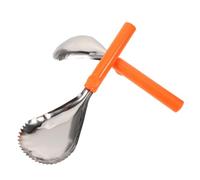 Sosoport 2 Pièces Outil de Sculpture Citrouille Acier Inoxydable Cuillère à Évider à Bord Dentelé Corer Manuel pour de Thanksgiving et Accessoire Cuisine Orange