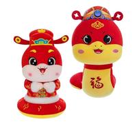 Sosoport 2 Pièces Peluche Serpent Chinois Douce et Réaliste Lot de Peluche pour an et Décoration Festive