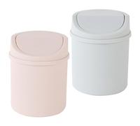 Sosoport 2 pièces Poubelle de Bureau Compacte avec Couvercle Basculant Gris et Rose Organisateur Multi-usage pour Cosmétiques Crayons et Déchets Design pour Plan de Travail et Coiffeuse