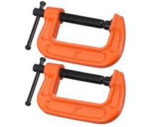 Sosoport 2 pièces Serre-joint C Robuste pour Menuiserie Ouverture Mâchoire Pince Acier Lot pour Fixation Table Balcon et Supports Compact et Léger Orange