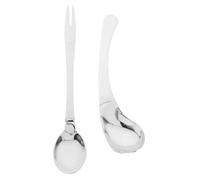 Sosoport 2 pièces Ustensiles Adaptatifs pour Personnes Âgées Cuillère et Fourchette Courbées Auto Alimentaires Robustes pour Seniors Alités et Usage à