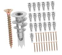 Sosoport 20 Ensembles Lot de Chevilles Auto Perceuses à Visser pour Plaques de Plâtre Ancrages Spirales Alliage Zinc et Fixation Mur Creux Résistante pour Décoration et Rénovation