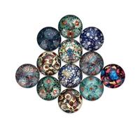Sosoport 20pcs Patch en Verre Rond Demi-boule pour Fabrication de Bijoux, Style Ethnique Décoratif, Matériau Verre Facile à Coller, Accessoires pour Créations Artisanales Plusieurs styles