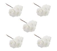 Sosoport 25 Roses Blanches Artificielles avec Tige PailletéEs DéCoration De Bouquet De Mariage Centres De Table FêTe Nuptiale Sapin De NoëL