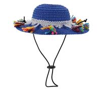 Sosoport 3 Pièces Chapeau De Paille pour Animaux De Compagnie Perruque Tressée Chapeau De Plage D'Été pour Animaux De Compagnie Chapeau De Paille Sombrero Costume Chapeau pour Chapeau De