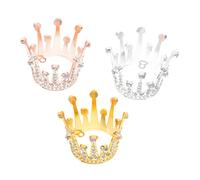 Sosoport 3 pièces Mini Couronnes Alliage Strass pour Décorations Gâteaux et Fleurs Ornements Élégants Baroques Résistants pour Anniversaire Mariage Accessoires de Bouquet et Cake Topper